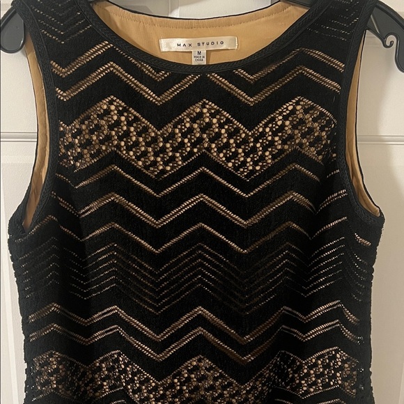 Max Studio Black Flapper Lace Fringe Shift Dress 
Retro 20's Art Deco Gatsby - Picture 5 of 9